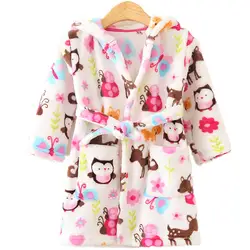 Детский мультфильм сова в горошек leopard халаты для маленьких мальчиков и девочек с принтом коралловые бархат платье Ночная рубашка пижама