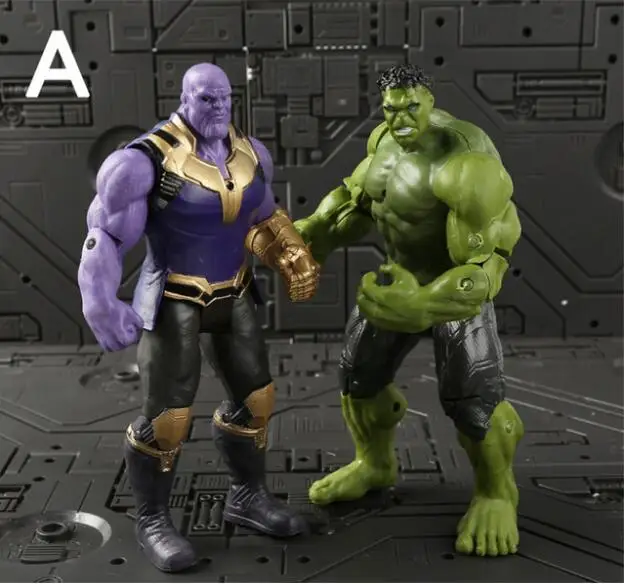 Avengers 3 Infinity War Thanos Iron Spider Figure Spiderman Hulk Black Panther Iron Man Action Figure Toys For Children 16-18CM - Цвет: Mimba  Hulk