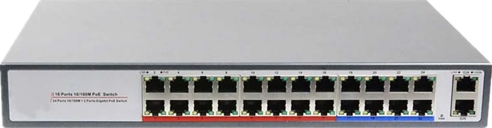 16 Порты и разъёмы 10/100 Мбит/с PoE коммутатор с 2 Gigabit Ethernet 10/100/1000 м RJ45 + 8 сетевой интерфейс