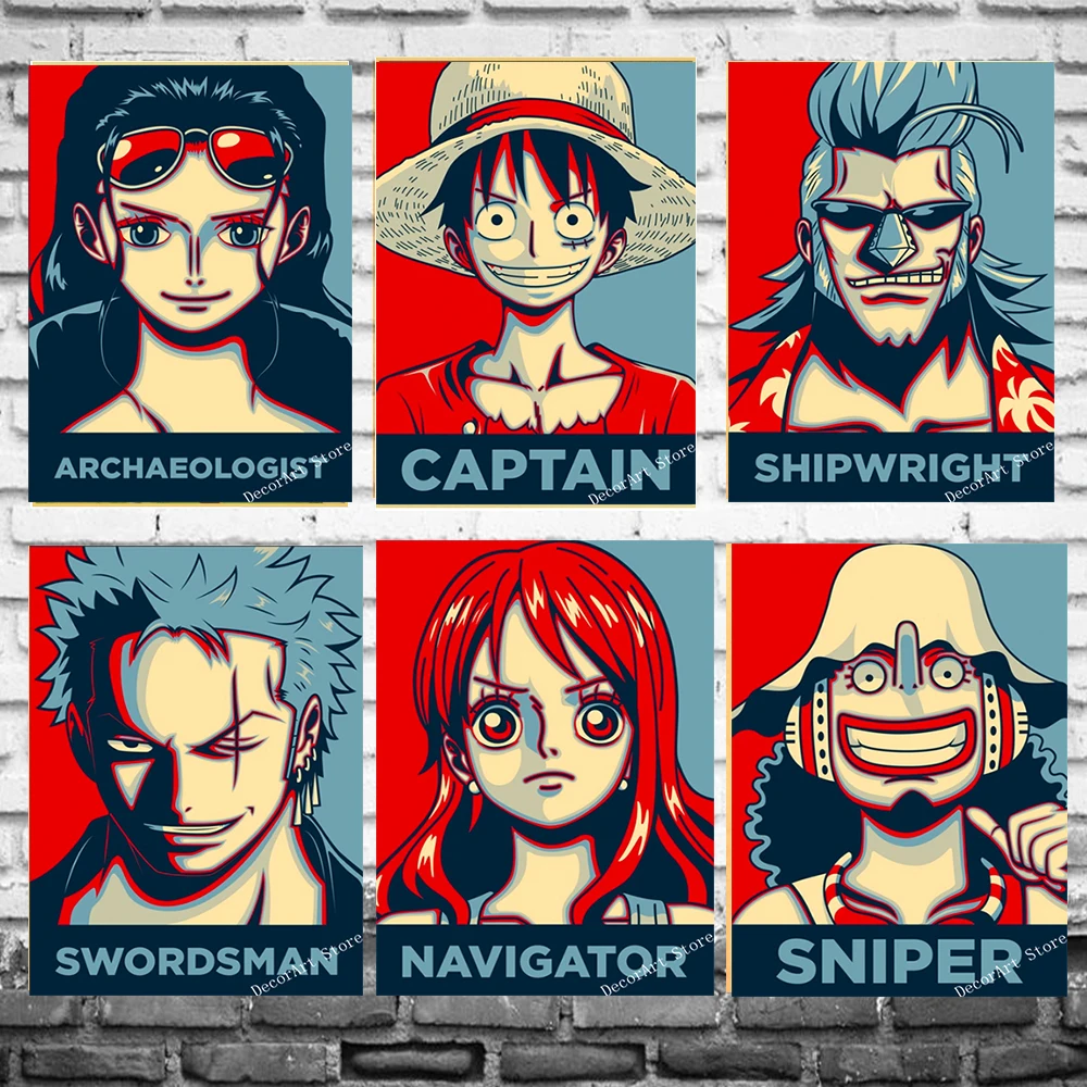 Classic ONE PIECE Luffy Japan Anime Canvas Painting Vintage Wall Picture Kraft Poster Coated