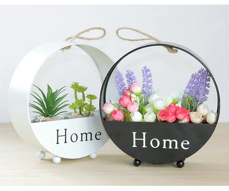 

1PC Iron Artificial Flowers Wall Vase Hanging Succulent Flowerpot Container Wall Decoration for Wedding Home Decor JL 243