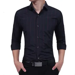 Бренд 2018 г. модные мужские рубашки с длинными рукавами Топы корректирующие тонкой Бизнес Повседневная рубашка Тонкий Мужская одежда