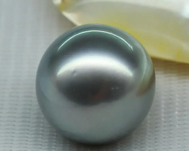 

FREE SHIPPING>>>@@ HUG 15MM SOUTH SEA GENUINE PERFECT ROUND SILVER GRAY GREEN LOOSE PEARL UNDRILLED