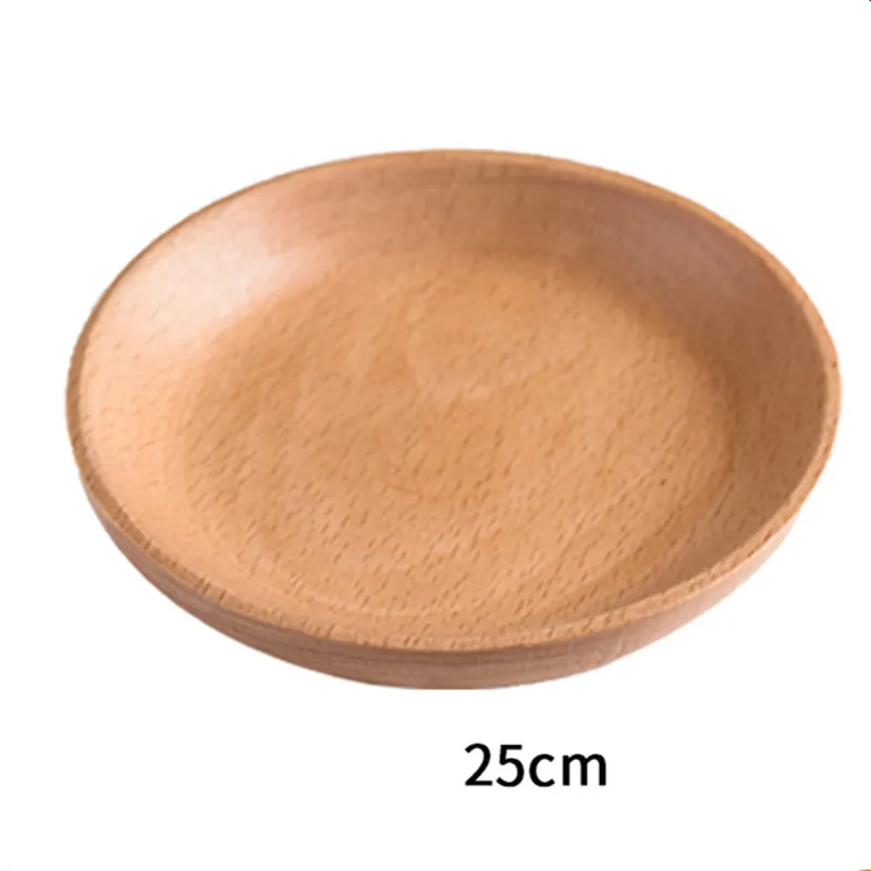 Неправильный круглый Массив дерева грецкий орех деревянная тарелка фруктовое блюдо, тарелка чайный поднос десертная обеденная тарелка, столовая посуда набор - Цвет: Solid Wood 25CM