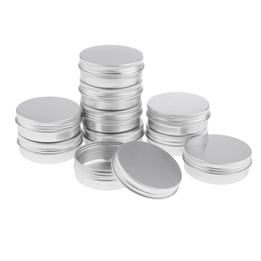 60ml Empty Aluminium Cosmetic Pot Jar Tin Container Box Screw Lid Can Bottle Case Craft Lot - Silver Colors (8 Pack)