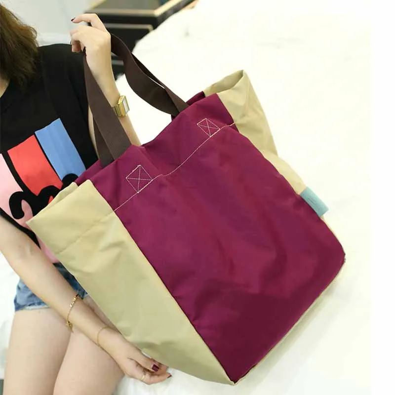 Beste Mode vrouwen reistas opvouwbare grote boodschappentas dames nylon schoudertas grote capaciteit waterdichte strandtas vrouwelijke tote