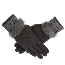 Women Female Gloves Winter Warm Cashmere Keep Warm Driving Full Finger Gloves Touch Screen ladys Glove luvas guantes 18Nov