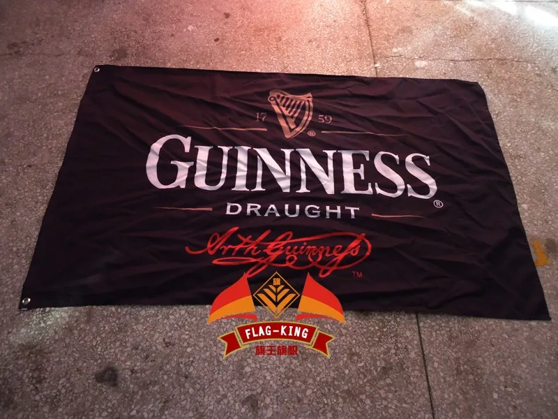 New Black Flag For Guinness draught beer Flags Bar promotions 3ft x 5ft 90x150cm 