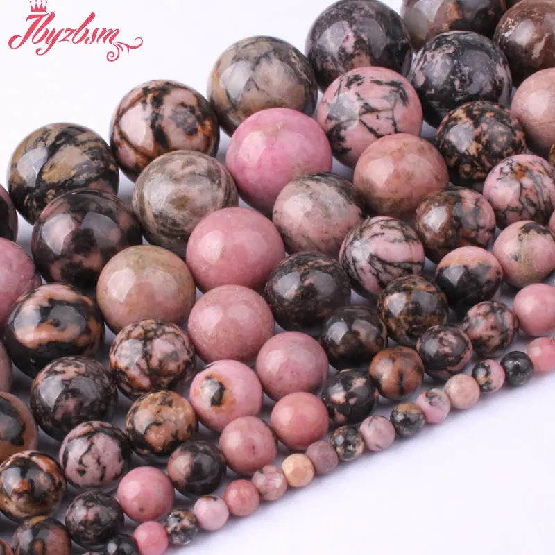 

4/6/8/10/12/14mm Round Multicolor Rhodonite Spacer Beads Natural Stones Strand 15"For DIY Necklace Jewelry Making Free Shipping