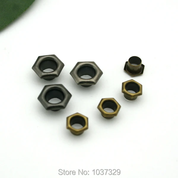 

200sets/lot Special Unique metal eyelets with washer hexagon / sexangle grommets black nickle JY-010