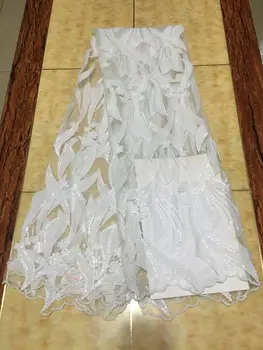 

French Lace Fabric With Sequins White African Mesh Lace Fabric High Quality 2018 Net Lace Nigerian Material Dress For Wedding