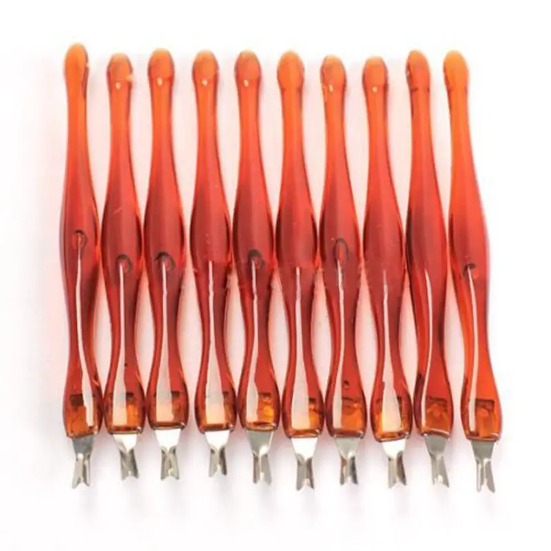 10Pcs Nail Cuticle Pusher Stainless Steel Head V shaped Trimmer Nail