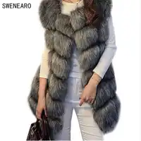 SWENEARO Winter Fashion furs High quality Fur Vest coat Luxury Faux Fox Warm Women Coat Vests Women's Coats Jacket Gilet Veste