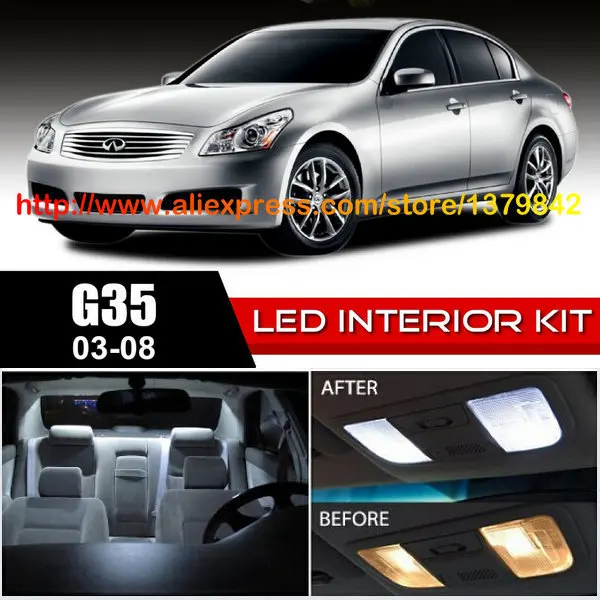 

Free Shipping 12Pcs/Lot car-styling Xenon White Package Kit LED Interior Lights For 03-08 Infiniti G35