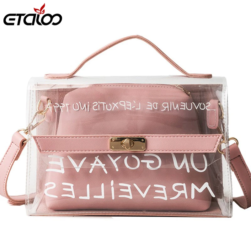 

Clear Transparent PVC Shoulder Bags Women Candy Color Women Jelly Bags Purse Solid Color Handbags sac a main femme Crossbody Bag