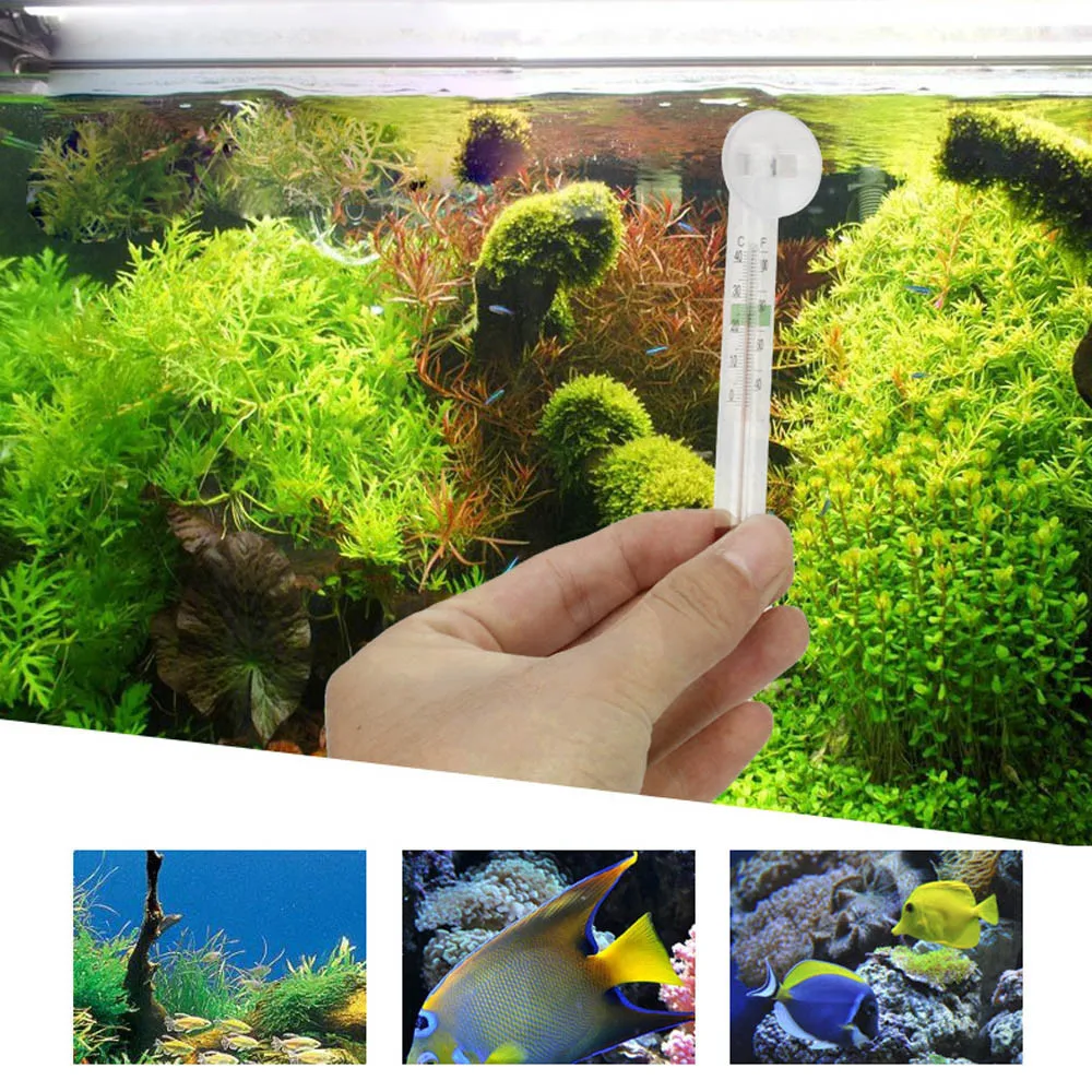 

New Design Glass Tube Aquarium Tank Thermometer New Glass Meter Aquarium Fish Tank Water Temperature Thermometer Suction Cup