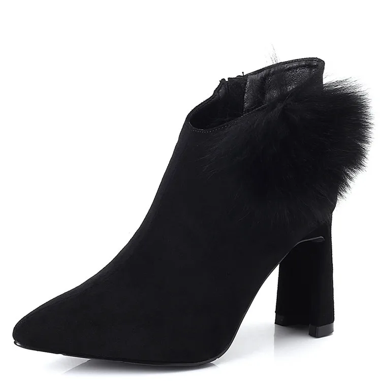 2017 autumn and winter new plus velvet high heeled boots