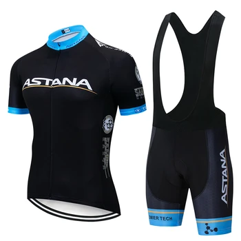 

New 2019 Black ASTANA Team pro cycling jersey 9D gel Pad bike shorts set men Ropa Ciclismo bicycling Maillot Culotte clothing