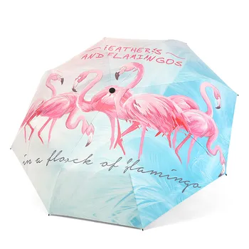 

Flamingo Creative Illustration Umbrellas Anti-UV Outdoor Beach Travel Woman Umbrellas Easy To Carry Multi-function For Gilrs