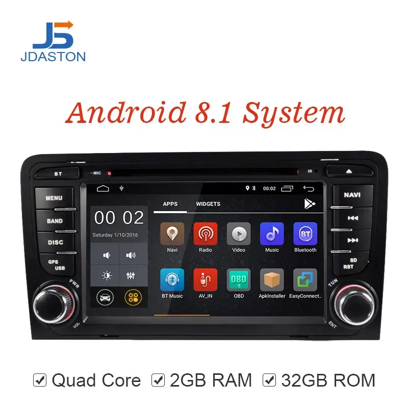 

JDASTON Android 8.1 Car DVD Player For AUDI A3 S3 2Din Radio Car Multimedia Player GPS Navigation Stereo Autoaudio IPS Bluetooth