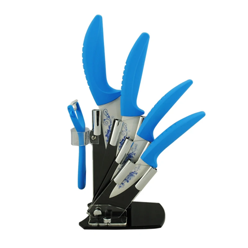 Chef Knife Block 5-Pieces Set Knife Stand Used for 3" 4" 5" 6" Ceramic Knife+ One Peeler High Grade Acrylic Knife Holder