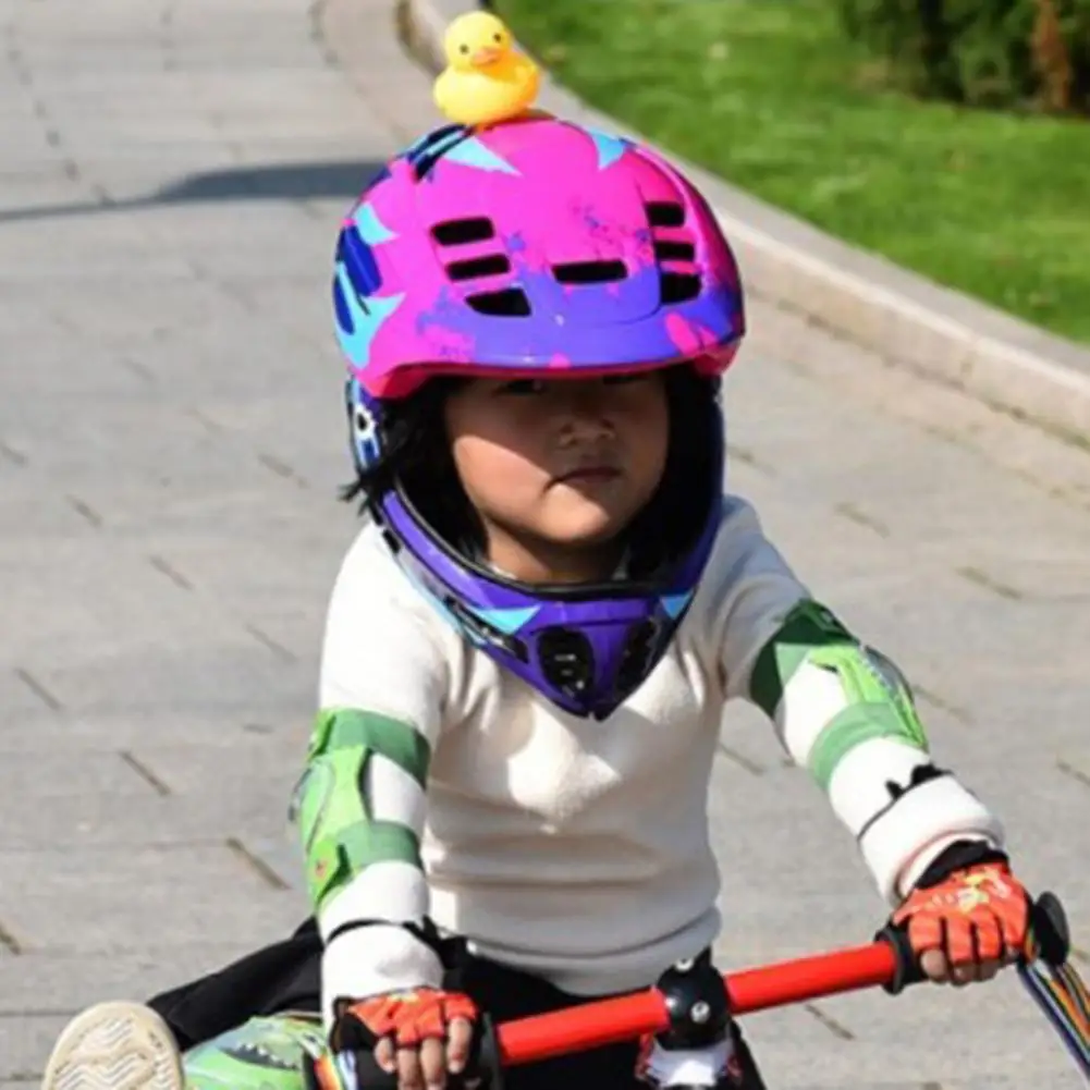 Excellent Bicycle Light Bicycle Duck Bell Motorcycle Little Yellow Duck Wearing Helmet Children With Hard Hat Horn Light 3