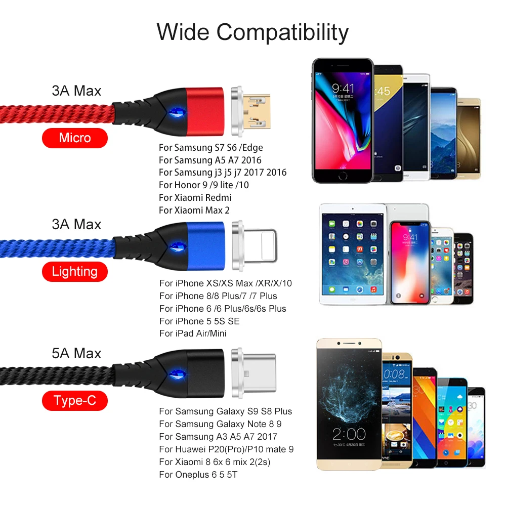 Олаф 3A Магнитный кабель для iPhone Micro usb type-C кабель адаптер Быстрая зарядка кабель для samsung xiaomi LG кабель для мобильного телефона 2 м