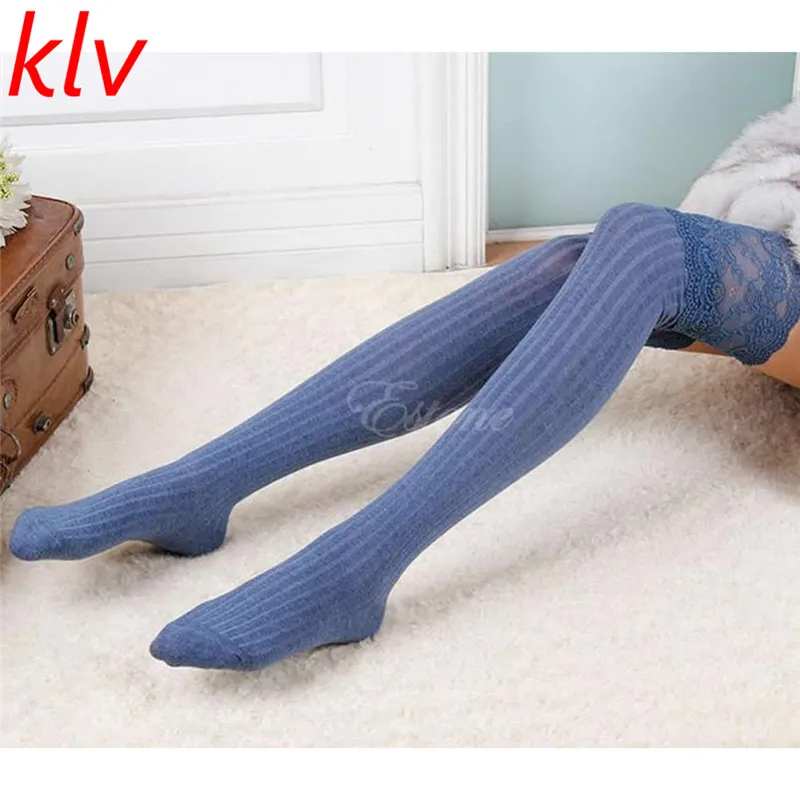 

KLV Fashion Cotton Lace Winter Warm Calcetines Women Knit Over Knee Thigh Stockings High Pantyhose Tights '7' Style Pattern