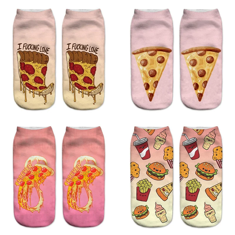 

Dreamlikelin 3D Pizza Hamburger Sushi 1 Pair Woman Funny Socks Fashion Cotton Polyester flexible Ankle Socks