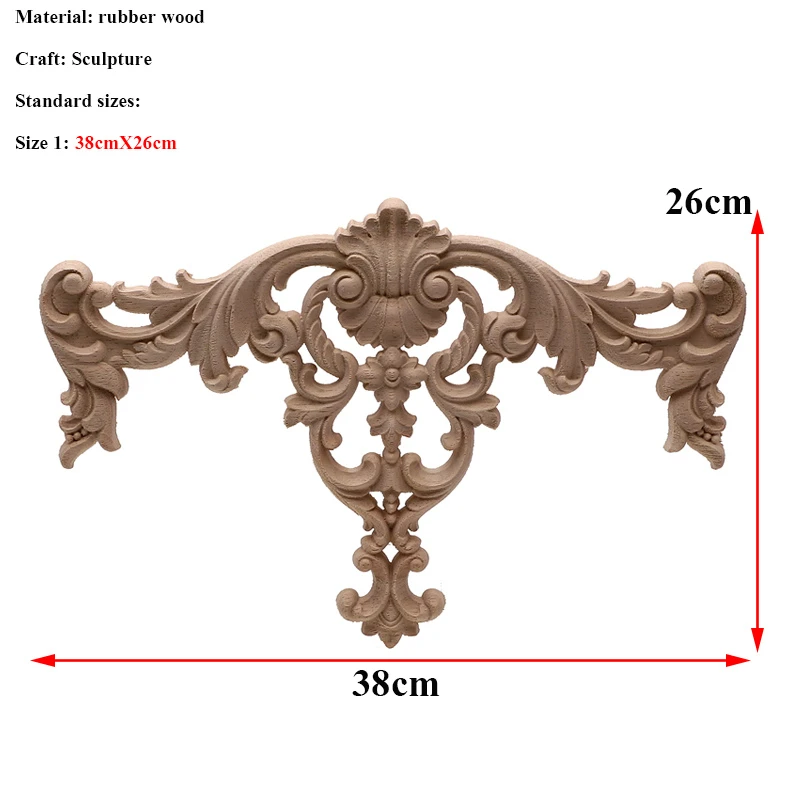 VZLX Цветочная деревянная резная угловая аппликация винтажная деревянная резьба Переводные картинки на мебель шкаф домашний декор для дверей украшения Аксессуары - Цвет: 38cmX26cm