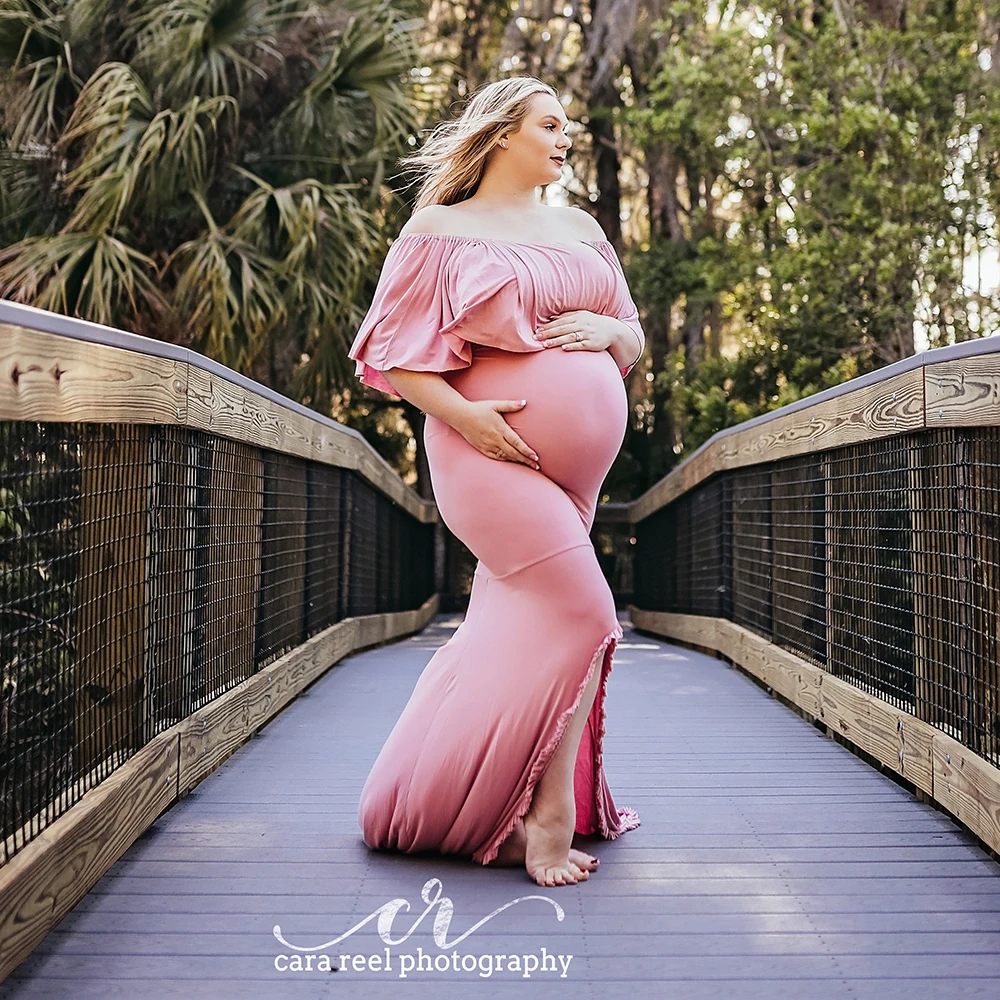 Fora do Ombro Vestido de Maternidade Fotografia para Sessão de Fotos do Vestido Colarinho Plissado Adereços Fotografia Gravidez Grávida Vestido Maxi d & j 15 ombro Vestido de Maternidade Adereços Fotografia Gravidez