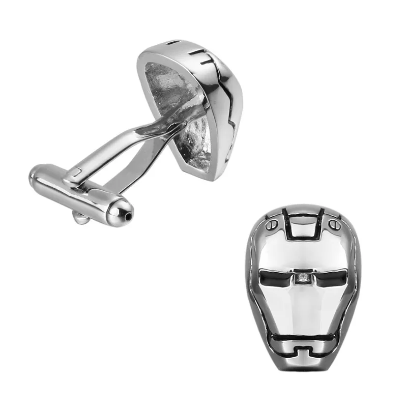 

Fashion jewelry silver men superheroes iron man cufflinks French shirt sleeve cuff links