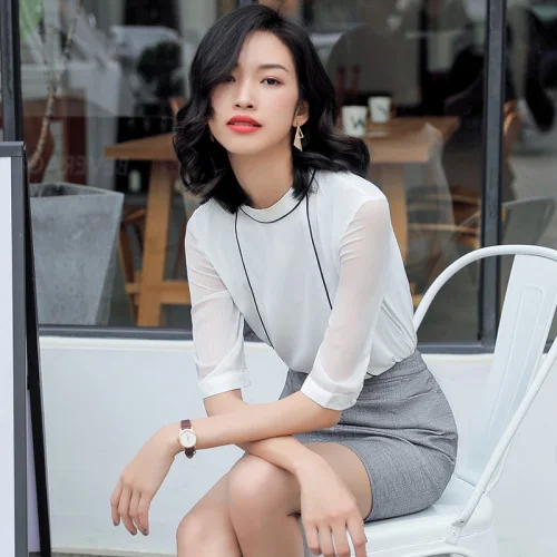 

2019 Spring Summer Fashion Professional White Women Shirt New Style Half Sleeve Female Slim Work Wear Simple Temperament Shirts