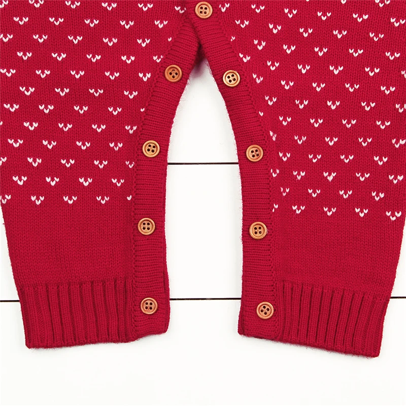 Infant Romper Christmas Deer Newborn Baby Boys Girls Knitting Rompers Long Sleeve Toddler Warm Clothing Baby Winter Outfit red-7