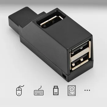

Mini USB 3.0/2.0 Hub 3 USB Ports Portable Hub 480Mbps High Speed Slim USB Hub Splitter Black for Laptop Use Laptop USB HUB