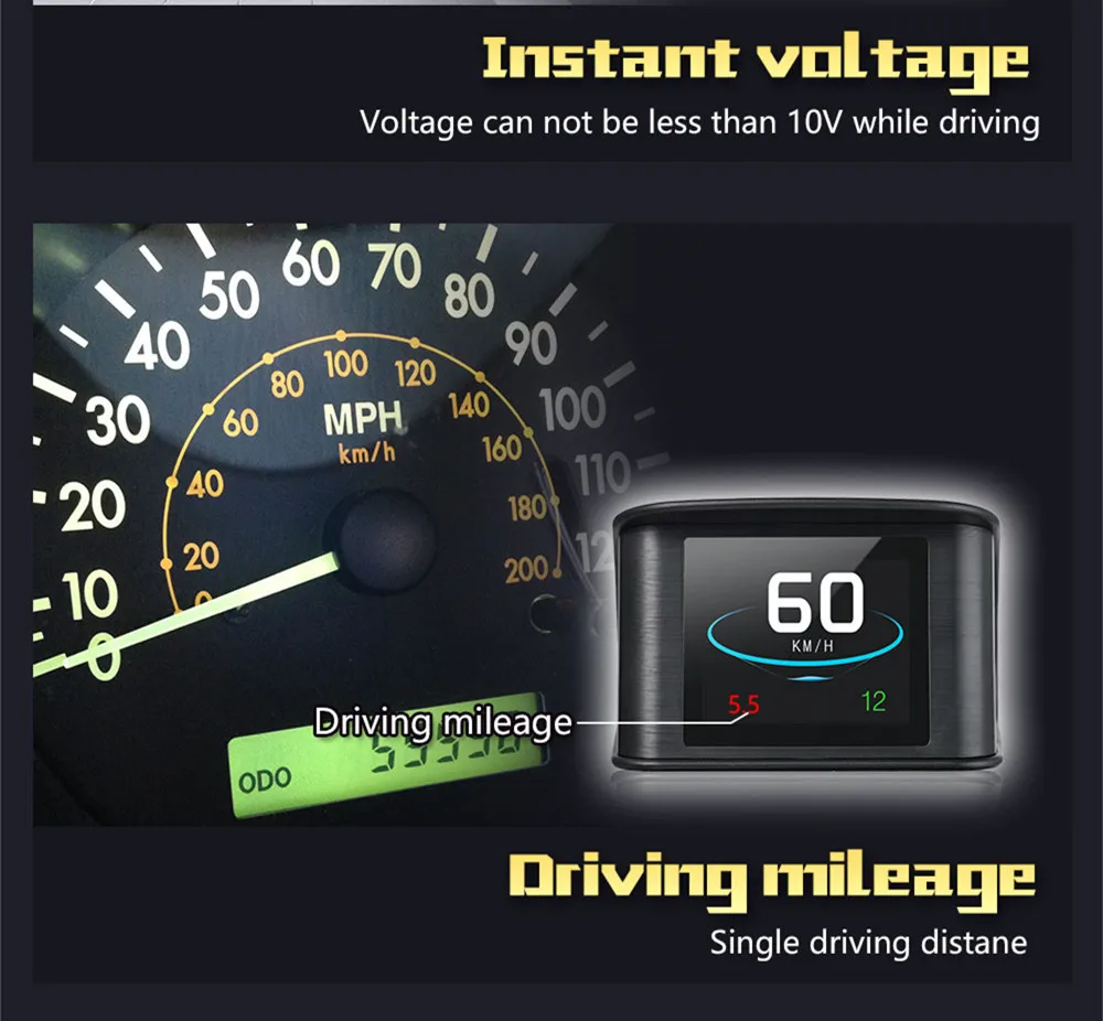 P10/T600 OBD OBD2 HUD автомобильной поездки бортовой компьютер Автомобильный цифровой gps вождения компьютер Дисплей Спидометр Напряжение датчик HUD