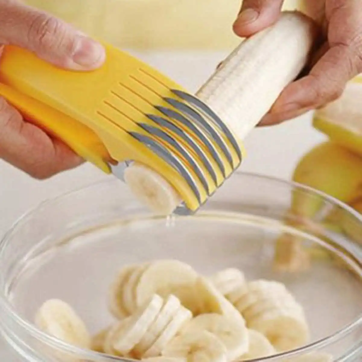 1pc Stainless Steel Cutter Cut Cucumber Banana fruit Slicer kitchen Tools Yellow New