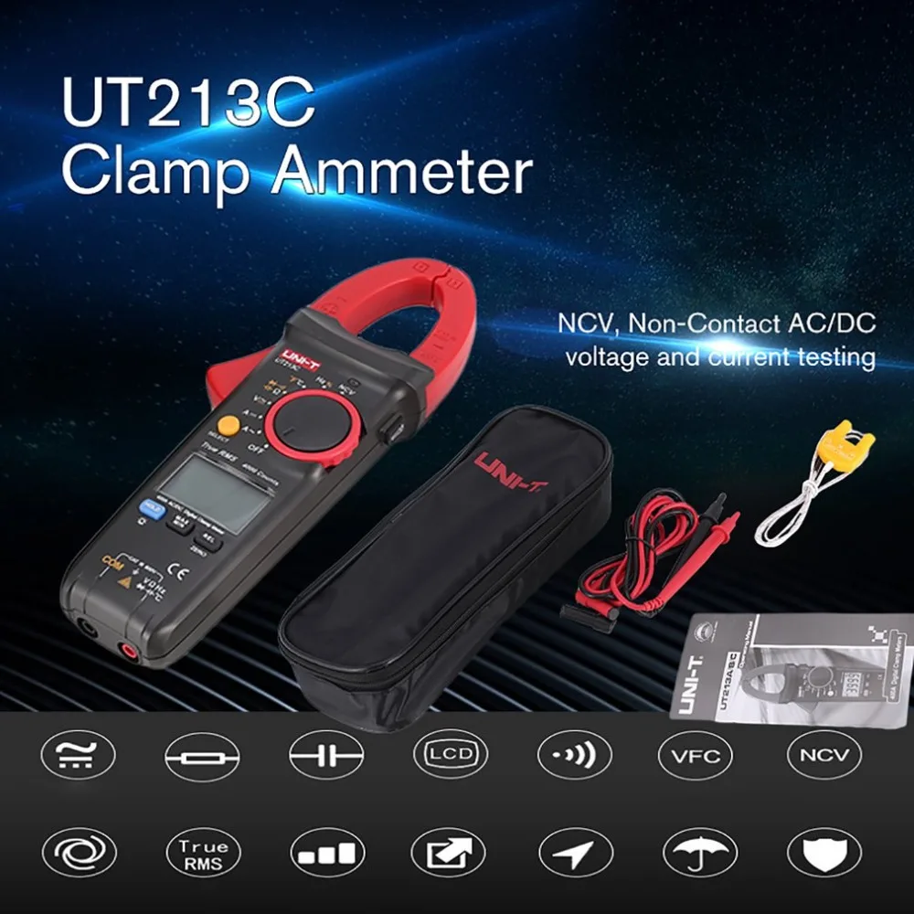 

UNI-T UT213C 400A Digital Clamp Meters Voltage Resistance Capacitance Multimeter Temperature Multimetro Diode True RMS