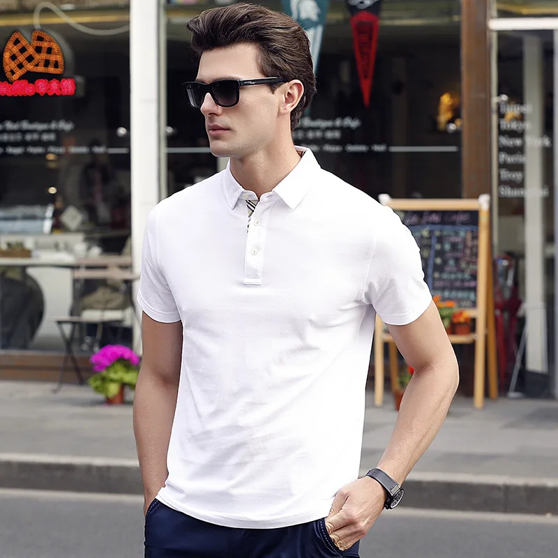 

High Quality Male 100% Cotton Polos Para Hombre Summer Short Sleeve Polo Shirt Men Clothes 2019 Brand Pure Color Silm Polo Homme