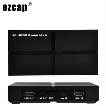 

USB 3.0 CVBS AV Video Capture Card Converter For Facebook Youtube Skype Live Streaming Mic in HDMI Out,PS4 Phone Game Record Box