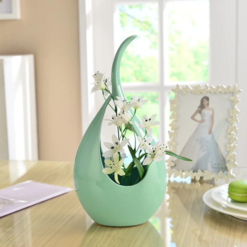 Креативная флуоресцентная зеленая керамическая ваза, украшение, модная керамическая бутылка, зеленые растения, цветочные вазы, украшение для дома, гостиной