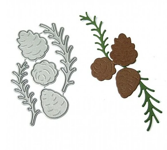 

Swovo Metal Cutting Dies New Pine cone hazelnut Stitched DIY Scrapbooking Stamps Craft Embossing Die Cut Making Stencil Template