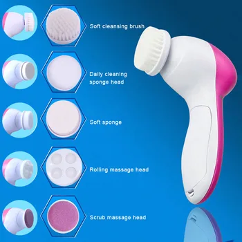 

5 In 1 Facial Pore Cleaner Mini Electric Wash Face Machine Body Cleaning Massager TK-ing