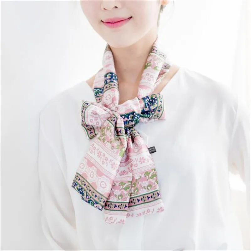 Шелковый шарф Для женщин модная мульти-функциональная сумка украшенный платок на голову обертывания женский платок Бандана с принтом с бантом, Соединенные Штаты Америки - Цвет: Розовый