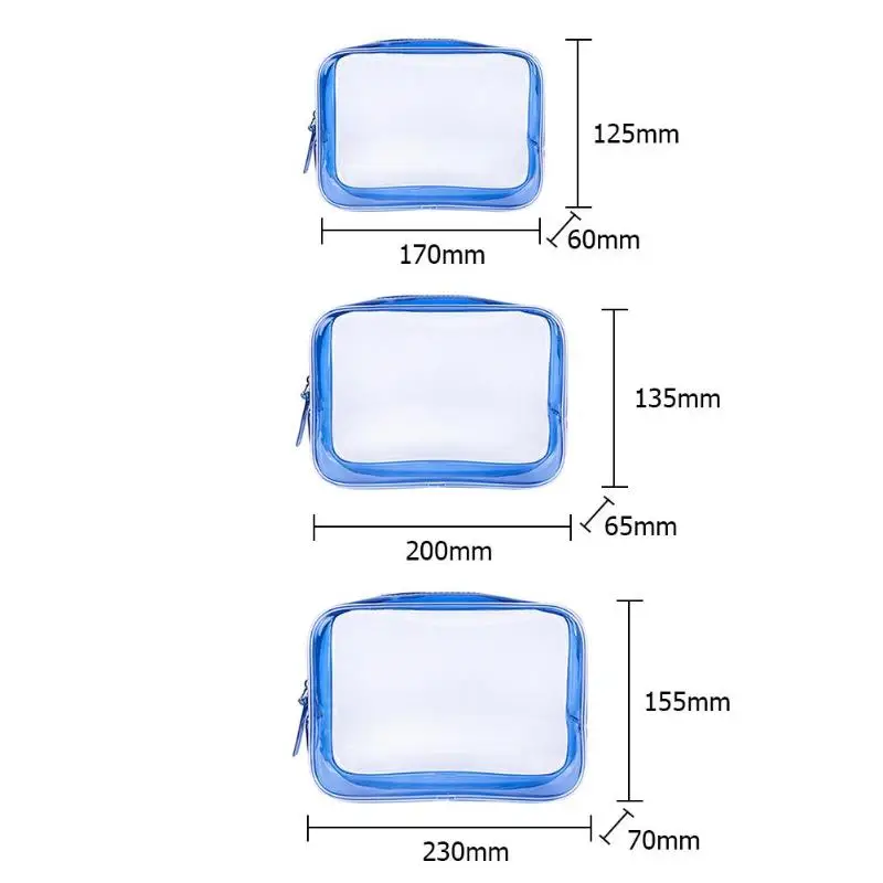 Синяя водонепроницаемая ПВХ женская прозрачная сумка для хранения косметики большая емкость дорожная моющаяся косметичка для молодых девушек