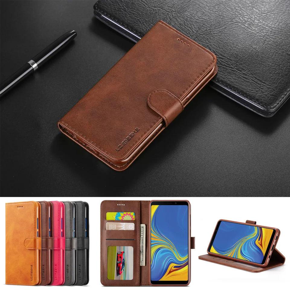 Leather Flip Case For Samsung Galaxy A9 A8 A7 A6 2018 Cover Card Holder Wallet for Plus Coque Funda Etui | Мобильные телефоны и