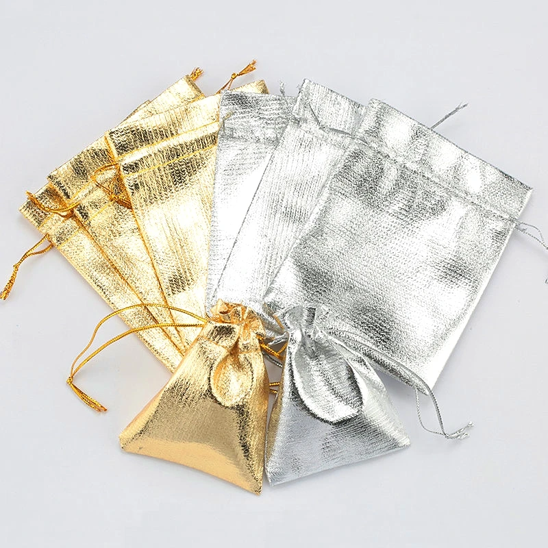 10 шт./лот, серебряный, золотой, 7*9 см, 9*12 см, Подарочная сумка, упаковка для ювелирных изделий, сумка для рождественской, Свадебная подарочная упаковка, упаковка для ювелирных изделий