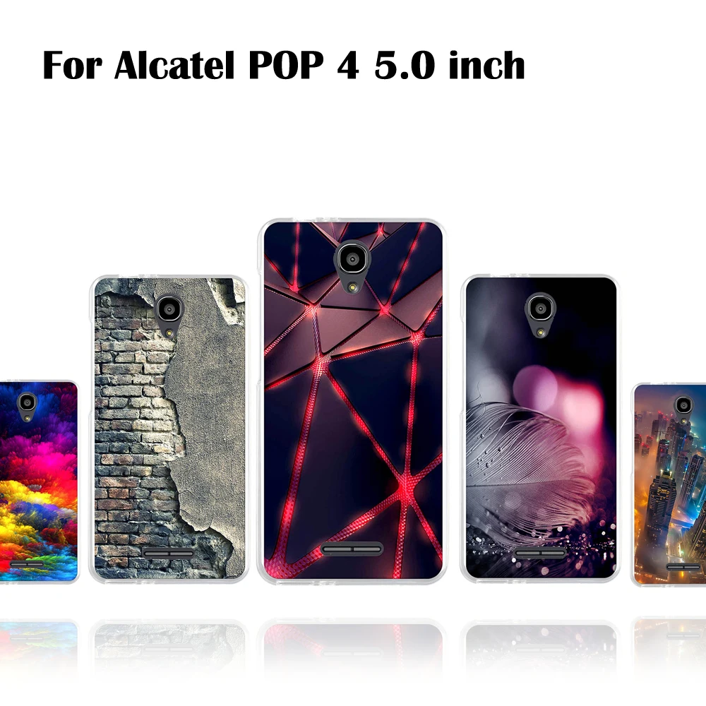 Phone Cases For Alcatel Pop 4 OT5051 5.0&quot Cover Soft TPU Back Capa Silicone Case Cute Painted Pattern | Мобильные телефоны и