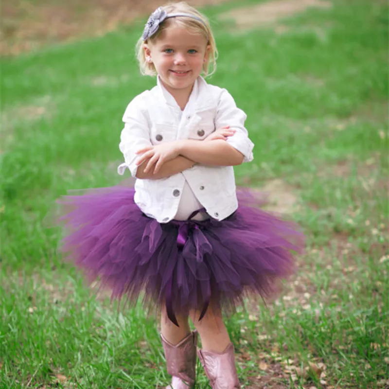 Юбка-пачка для маленьких девочек Милая балетная юбка-пачка для дня рождения фиолетовая серая пышная детская юбка фатиновая юбка принцессы - Цвет: Фиолетовый