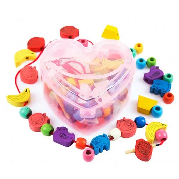 

New Hot About 50 Pcs Kids Beads Educational Toys For Girls DIY Beads Jouet Mixed Wooden Beads Colorful Wooden Toys Ramdom Send